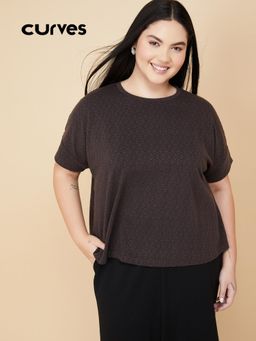 max - Women Brown Floral Knitted Top