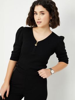 max - Kalki x Max Women Black Ribbed Top