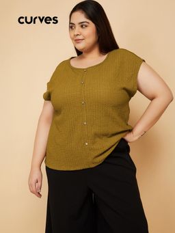 max - Women Green Textured Top