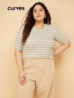 max - Women Beige Striped Tops