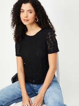 max - Women Black Lace Top
