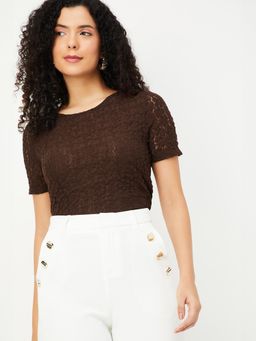 max - Women Brown Lace Top