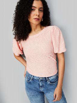 max - Women Pink Textured Top