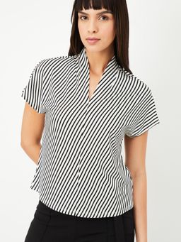 max - Women Black Striped Top