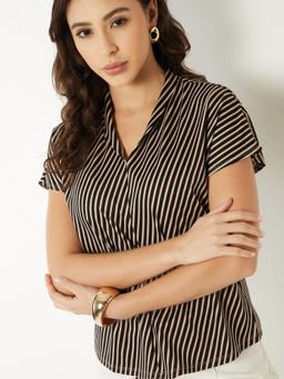 max - Women Black Striped Top