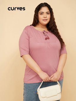 max - Women Mauve Embroidered Top