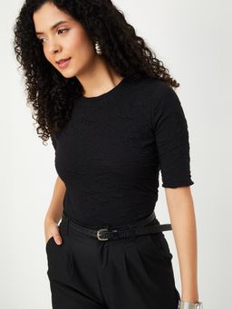 max - Women Black Textured Top
