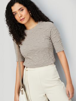 max - Women Grey Textured Top