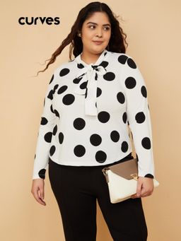 max - Women Off White Polka Dot Top