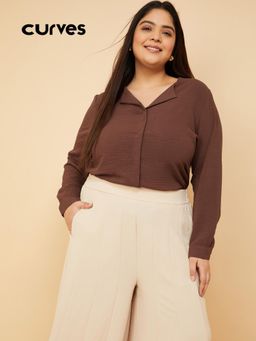 max - Women Brown Textured Blouse