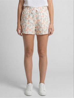 R&B - Cream Printed Women Regular Fit Short