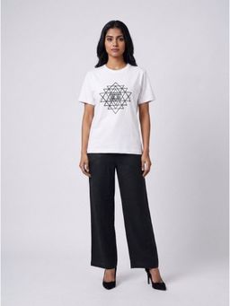 GAIIA - Black Beaded Sri Yantra Cotton T-Shirts