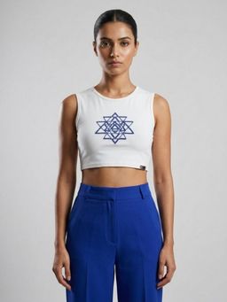 GAIIA - Purple Beaded Sri Yantra Cotton Tank Top