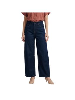 R&B - Navy Blue Solid Mid-Rise Women Jeans