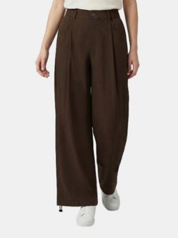 R&B - Brown Solid Relaxed fit Women Trouser