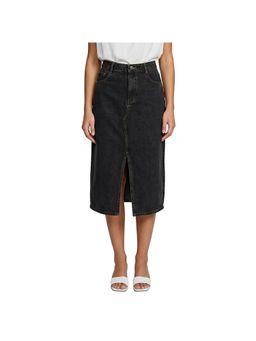 R&B - Black Solid A-Line Women Skirt