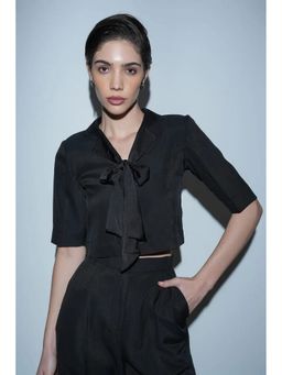 Jaey - Black Luna Bow Crop Top