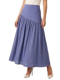 Moomaya - Blue Women's Linen Blend Maxi Skirt