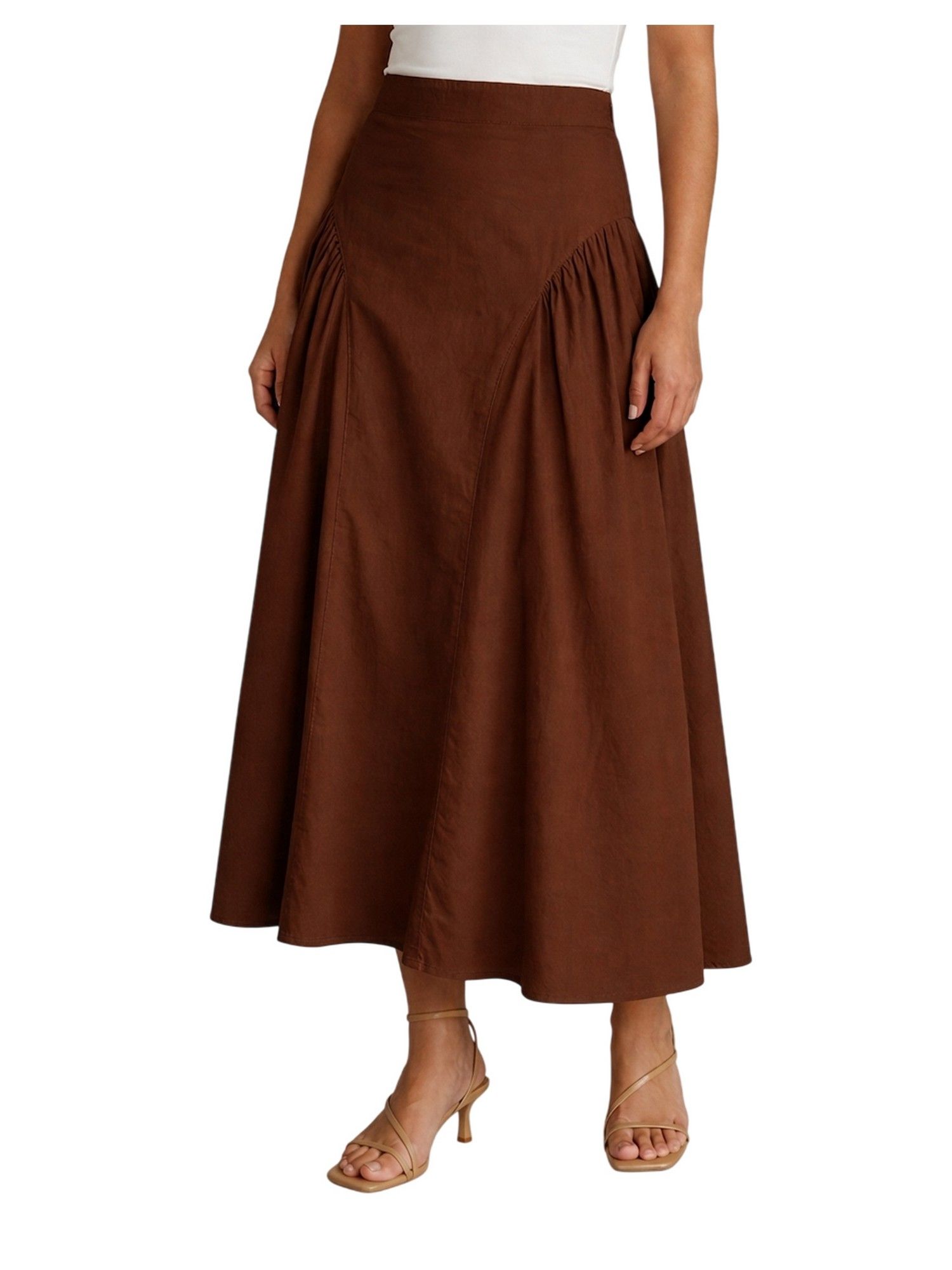 Brown Women's Cotton Maxi Skirt-image-2
