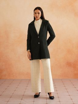 Beatnik - Black Single Breasted Blazer Notched Lapel Full Sleeve Blazer