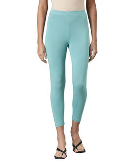 Go Colors - Soft Cotton Stretch Cropped Leggings For Women | Breathable, Mid Rise, Black Light Mint