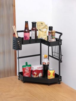 The Better Home - The Whole Set of Corner Seasoning Rack Two Layer XYRD22 Black