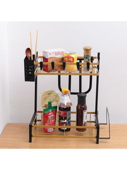 The Better Home - Trapezoidal Two Layer Seasoning Rack Set XYRD26 Black Gold