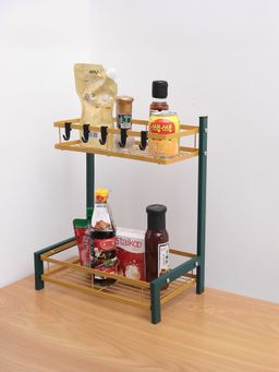 The Better Home - Trapezoidal Two Layer Seasoning Rack XYRD29 Green Gold