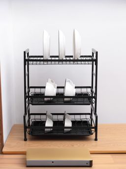 The Better Home - Card Type Free Mounting Dish Rack Three Layer XYCD28 Black