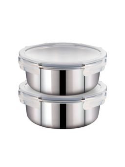 The Better Home - Steel Food Container With Pp Lid Snap 690Ml Round Pack of 2