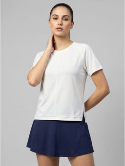 Fitkin - Women’S White Gym Active T-Shirt with Side Slit