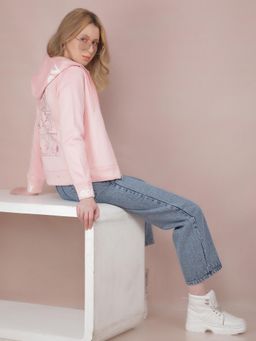 CRIMSOUNE CLUB - Women Pink Graphic Print Hooded Neck Sweatshirt