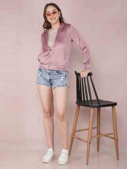 CRIMSOUNE CLUB - Women Pink Embroidered Hooded Neck Sweatshirt