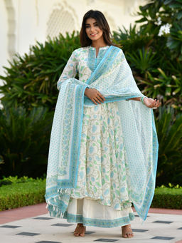 Mulmul - Niha Doria Block Printed Suit (Set of 3)