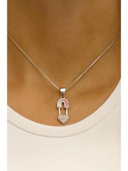 Miora - 925 Sterling Silver Magnet Heart Zirconia Pendant