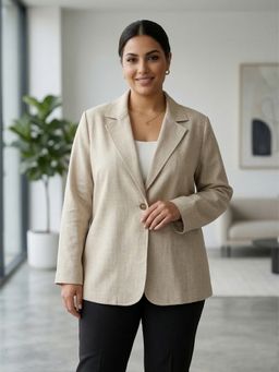 Qurvii - Beige Linen Blazer