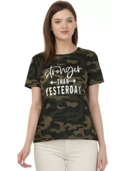 LEOTUDE - Women Olive Regular Fit T-Shirt