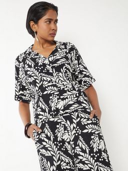 max - Women Printed Resort Black Shirt