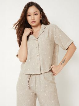 max - Women Cream Embroidered Shirt