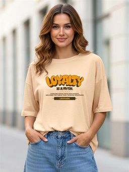 LEOTUDE - Women Loyalty Beige Oversized T-Shirt