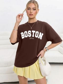 LEOTUDE - Women's Boston Brown Oversized T-Shirt