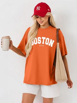 LEOTUDE - Women's Boston Orange Oversized T-Shirt