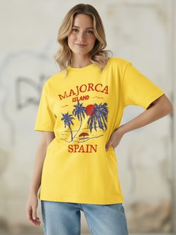 LEOTUDE - Women Yellow Spain Oversized T-Shirt