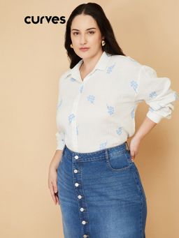 max - Women Embroidered Cream Shirt