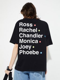 max - Women Black Cotton Typography Regular T-Shirt