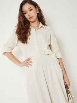 max - Cream Women Embroidered Shirt