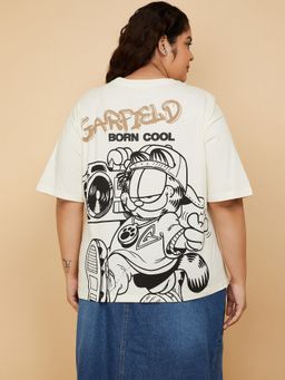 max - Women White Cotton Graphic T-Shirt