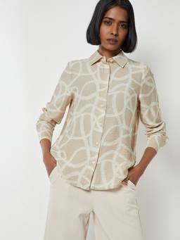 max - Women Printed Regular Fit Beige Shirt