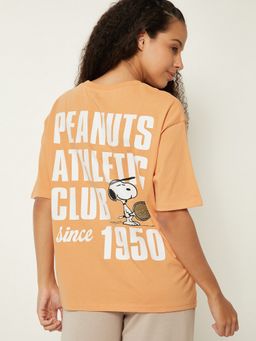 max - Women Orange Pure Cotton Printed Regular T-Shirt