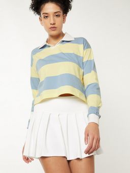 max - Women Yellow Pure Cotton Stripes Regular T-Shirt